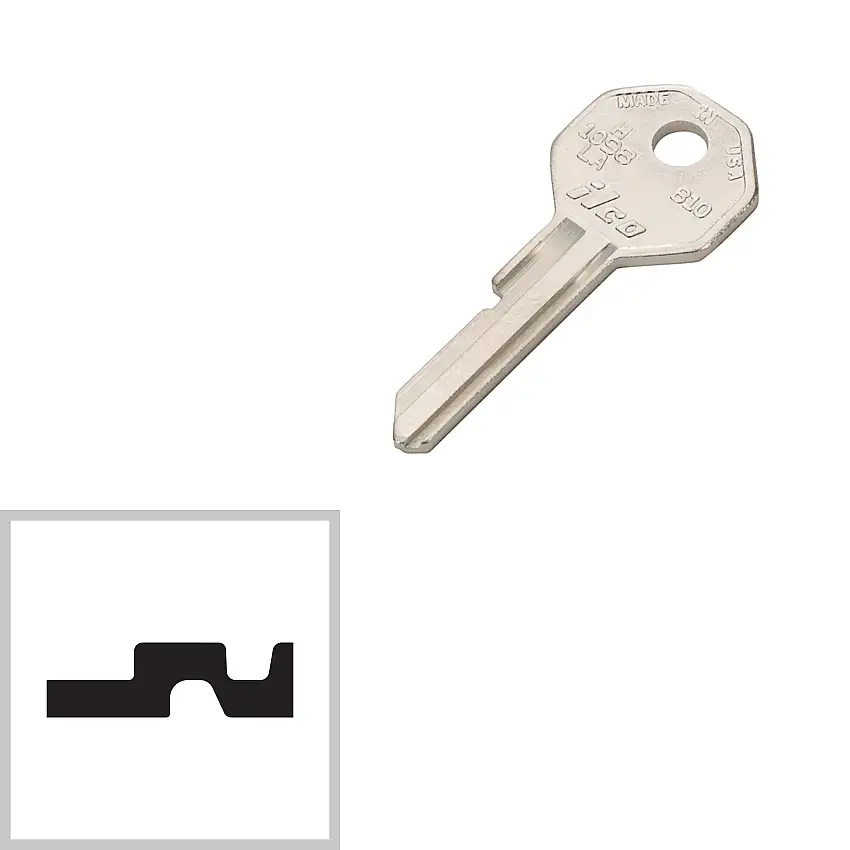 Key Blank, Polished Brass, MRN Series, No logo
