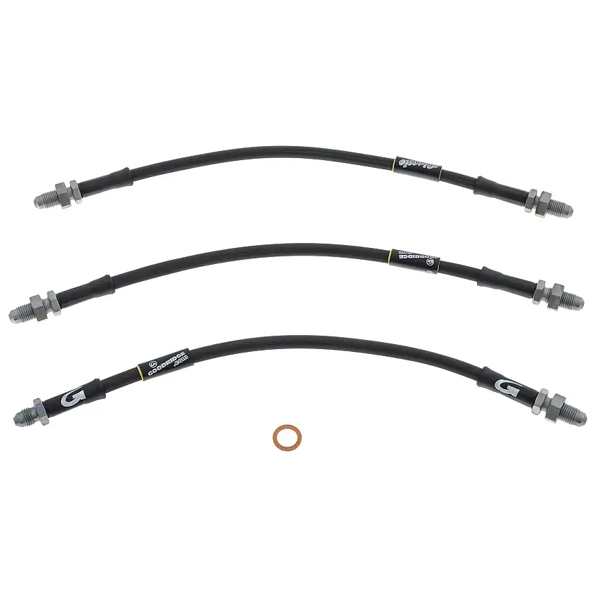 Classic Black Stainless Steel Braided Brake Hose Set by Goodridge 182-226