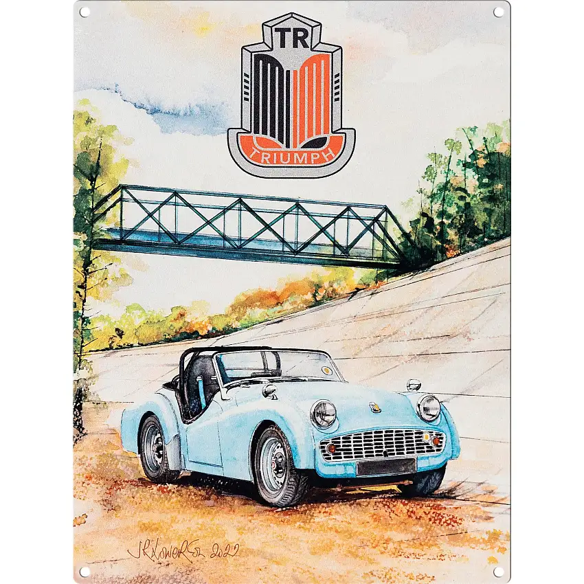 Classic Triumph TR3 Metal Artwork Sign by John Lowerson