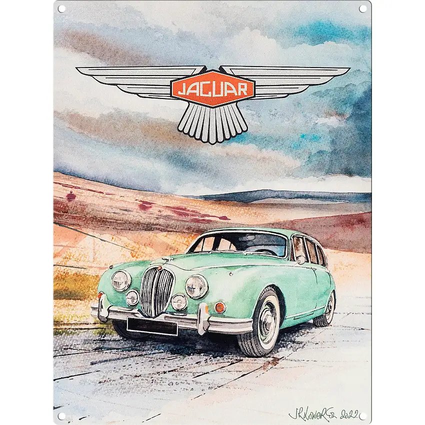Classic Jaguar Early Saloon Metal Artwork Sign by John Lowerson