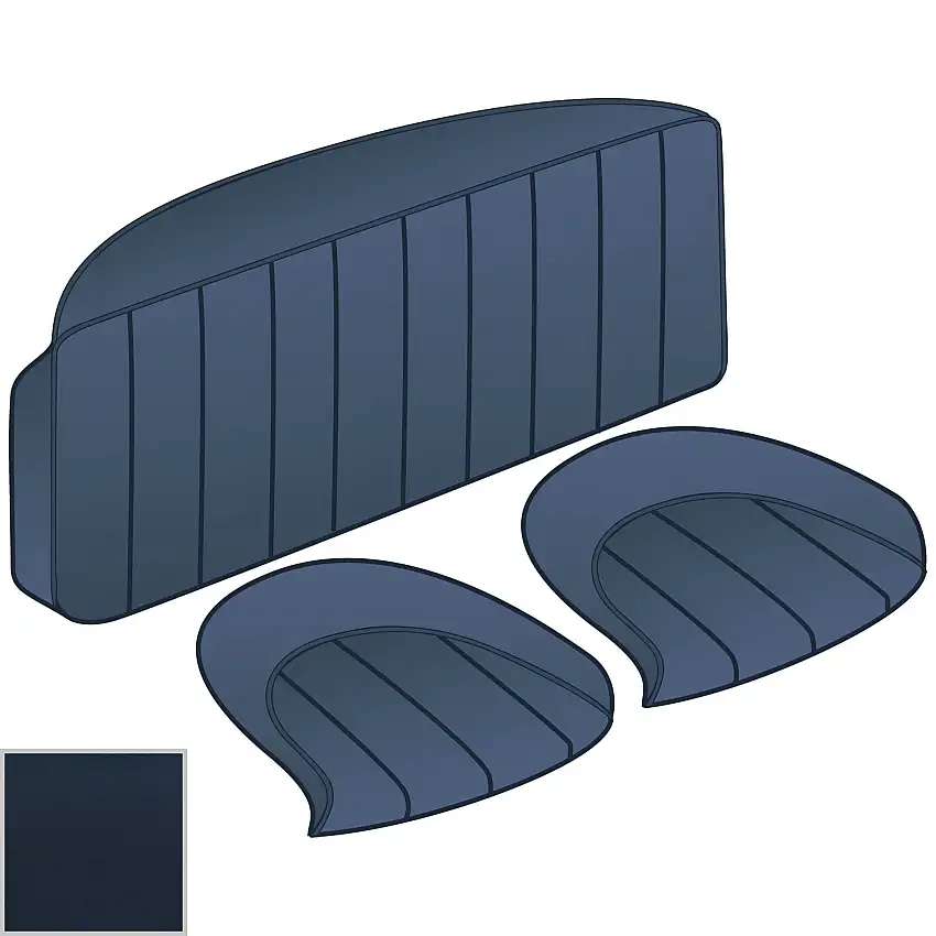 REAR SEAT KIT, Late BN4 thru BT7, vinyl, blue with blue piping