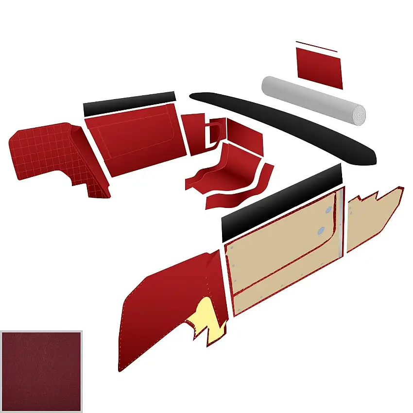BJ8 Complete Red Vinyl Panel Kit, Late Type