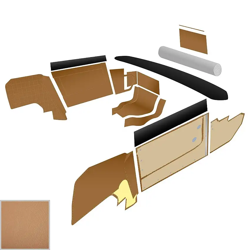 BJ8 Complete Tan Vinyl Panel Kit, Late Type