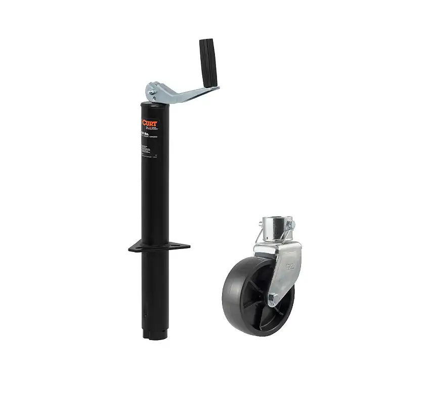 CURT 2,000 lbs, 14" TravelA-Frame Jack with Top Handle + 6 in. Caster Wheel
