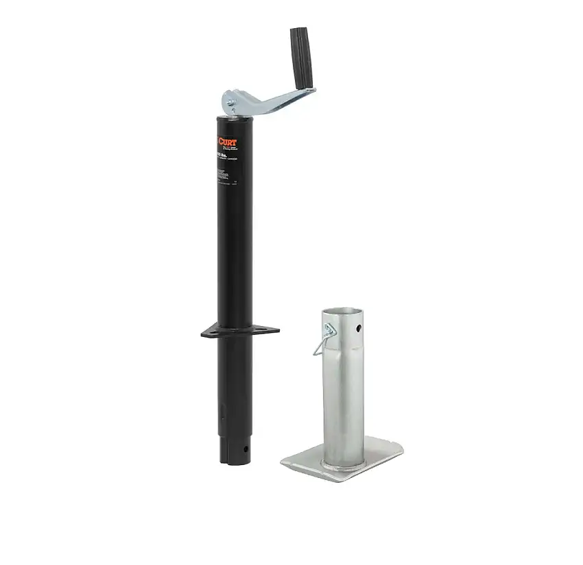 CURT 2,000 lbs, 15" Travel A-Frame Jack with Top Handle + 8-1/2 in. Foot Plate