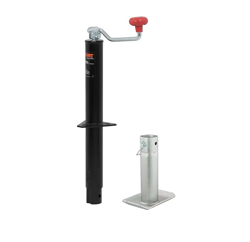 CURT 5,000 lbs, 15" Travel A-Frame Trailer Jack with Top Handle + 8-1/2 in. Foot Plate