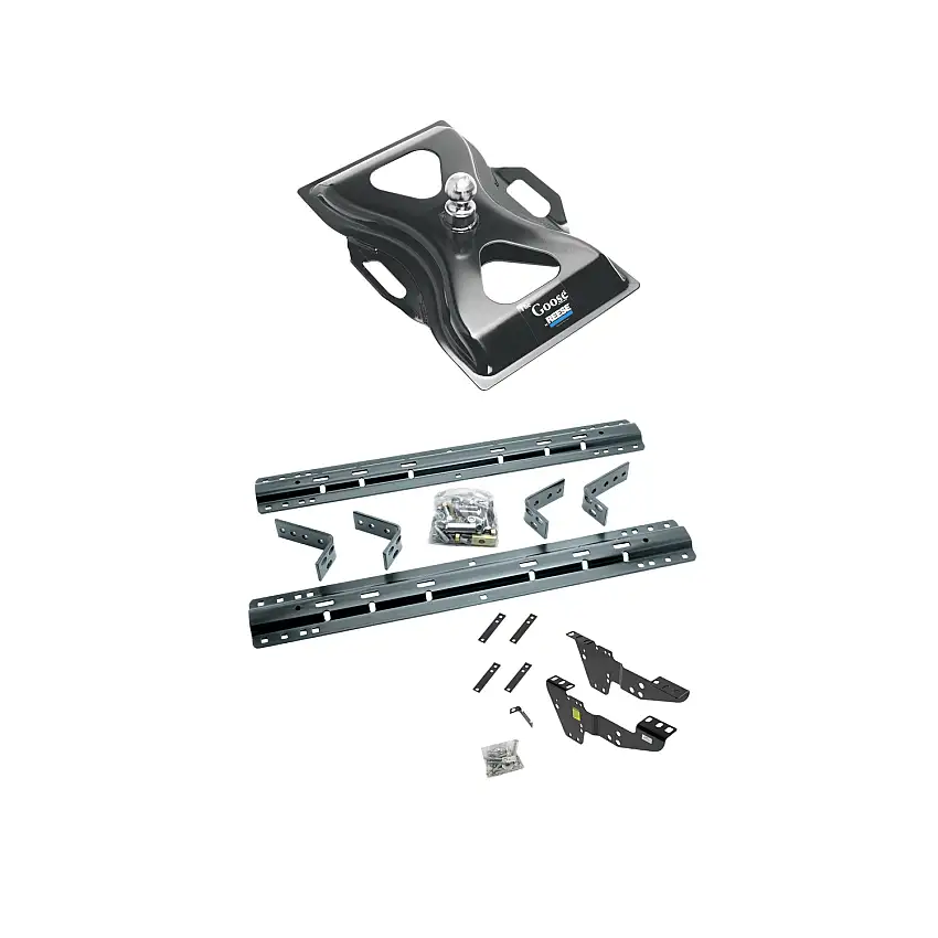2001-2002 Chevrolet Silverado 2500 HD Reese The Goose 25K Fifth Wheel Gooseneck Plate w/ Universal Rail Kit & Custom Fit Brackets