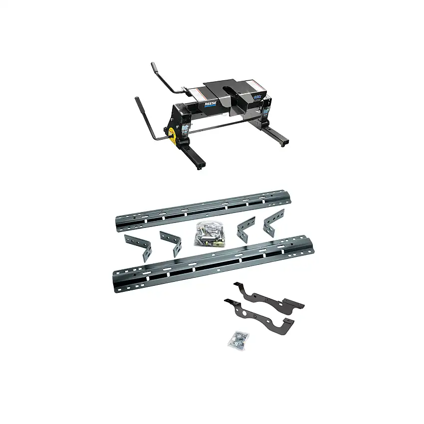 2017-2022 Ford F-350 Super Duty Except Dual Rear Wheel or Cab & Chassis Reese 16K Slider Fifth Wheel, Dual Jaw, Complete System, Square Tube Slider (Includes Rails & Custom Fit Brackets)