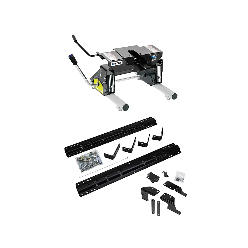 2015-2017 Toyota Tundra Reese 16K Slider Fifth Wheel Hitch, Dual Jaw, Complete System, Round Tube Slider (Includes Rails & Custom Fit Brackets)