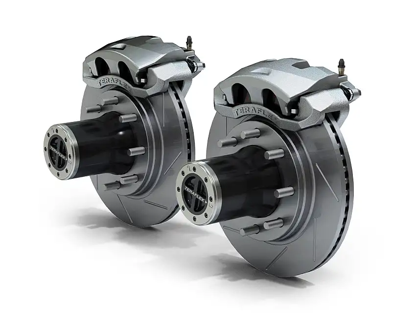TeraFlex Front 8-Lug Locking Hub Conversion Kit With Big Slotted Rotors For 2007-18 Jeep Wrangler JK 2 Door & Unlimited 4 Door Model 3034413