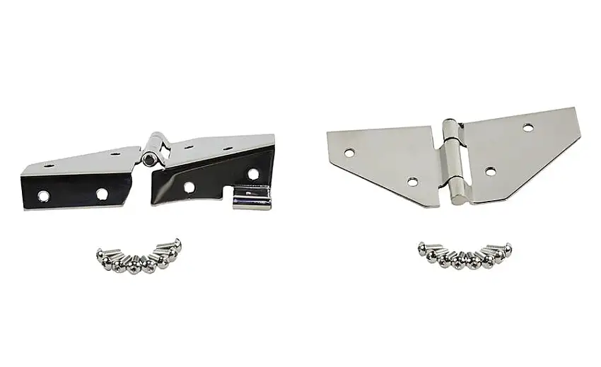 Kentrol 30427 Jeep CJ/YJ Windshield Hinge No Mirror Holes Pair 76-95 CJ and Wrangler YJ Polished Silver Kentrol