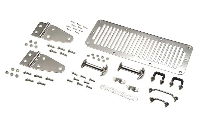 Kentrol 30470 Jeep CJ/YJ Hood Kit 78-95 CJ and Wrangler YJ Polished Silver Kentrol