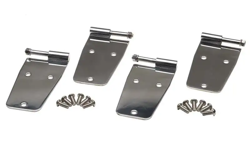 Kentrol 30474 Jeep CJ/YJ Hardtop Door Hinge Set Without Mirror Holes 4 Pieces 76-93 CJ and Wrangler YJ Polished Silver Kentrol