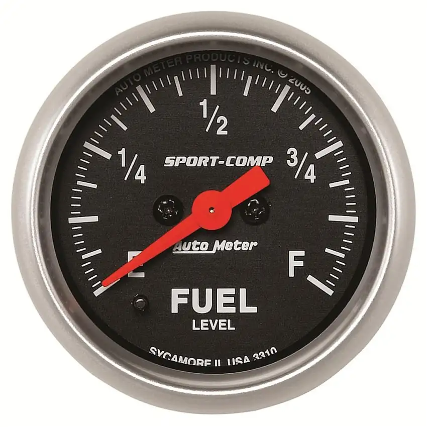 Auto Meter Sport-Comp Series Full Sweep Electric 2 1/16" Diameter Fuel Guage 0 ohms empty / 280 ohms full 3310