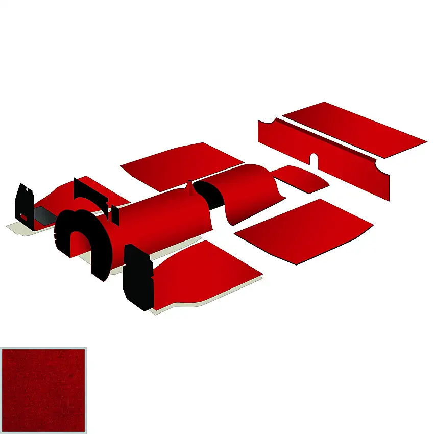 Carpet Set, Red w/Heel Mat