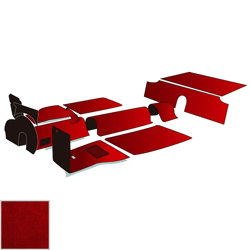 Carpet Set, Red w/ Heel Mat