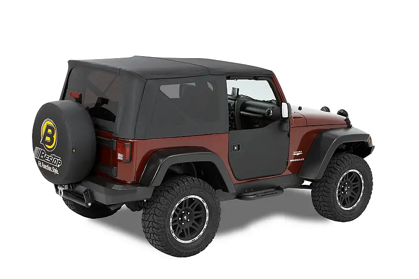 BESTOP Fabric Front Half Doors Lowers In Black For 2007-18 Jeep Wrangler JK 2 Door & Unlimited 4 Door Models 5304035