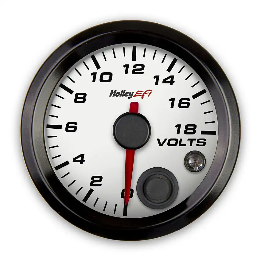 Holley EFI 553-126W 2-1/16 VOLTAGE GAUGE, 0-18V, CAN, WHITE