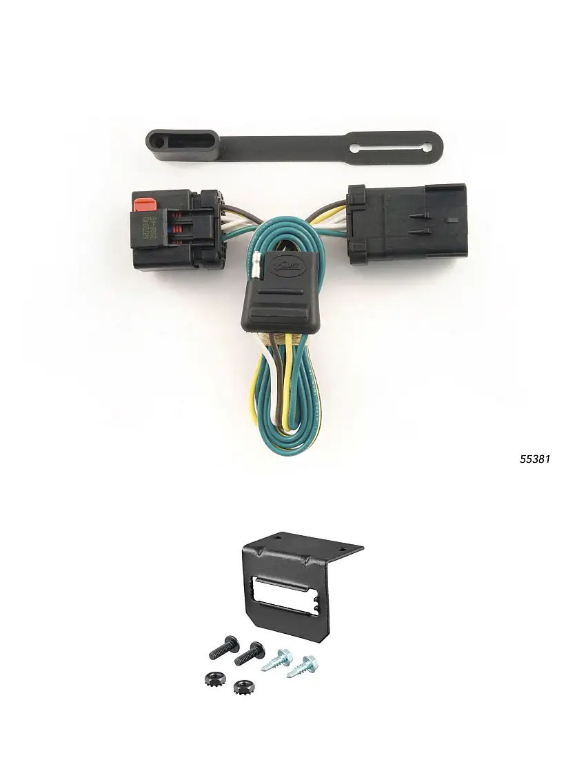 00-10 Dodge Ram 3500 Excluding factory receiver CURT 4-flat Plug and Play Trailer Wiring