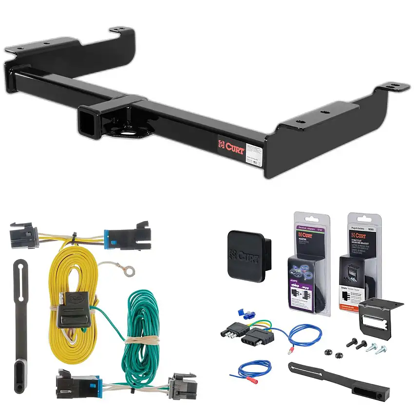 03 - 14 GMC Savana 1500 Curt 2" Class 4 Trailer Tow Hitch + 5-Flat Wiring Kit Tow Boat/Utility Trailer with Surge Brakes 14090