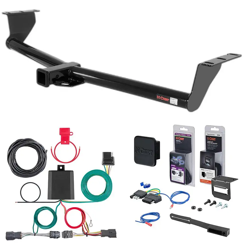11 - 12 Kia Sedona Curt 2" Class 3 Trailer Tow Hitch + 5-Flat Wiring Kit Tow Boat/Utility Trailer with Surge Brakes 13345