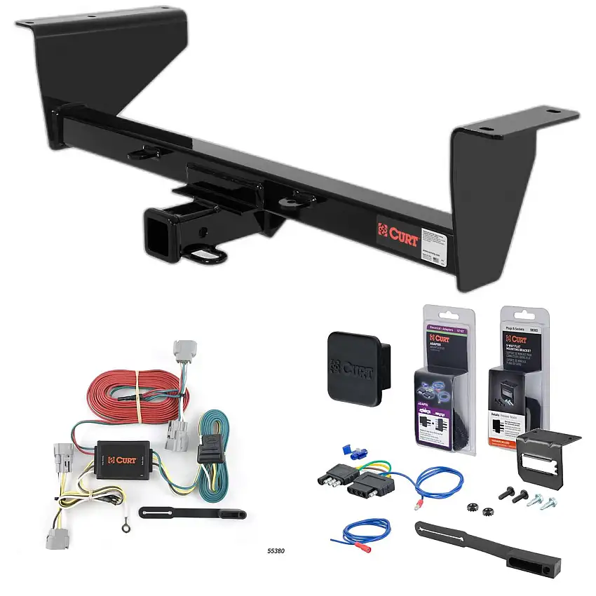 01 - 06 Mitsubishi Montero Curt 2" Class 3 Trailer Tow Hitch + 5-Flat Wiring Kit Tow Boat/Utility Trailer with Surge Brakes 13800