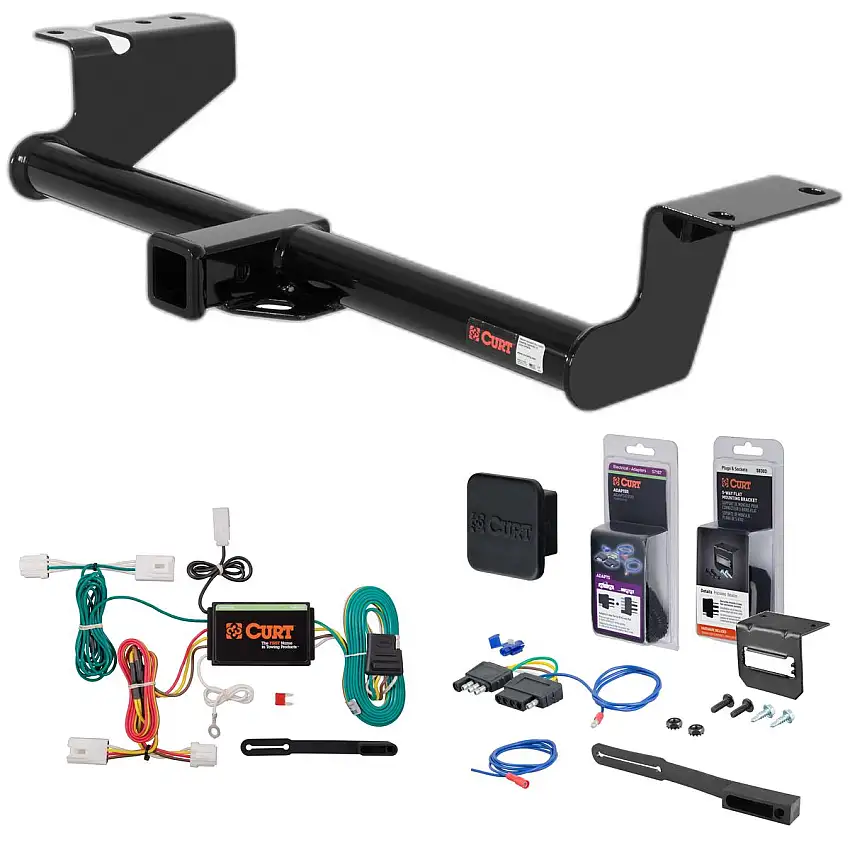 03 - 05 Nissan Murano Curt 2" Class 3 Trailer Tow Hitch + 5-Flat Wiring Kit Tow Boat/Utility Trailer with Surge Brakes 13571