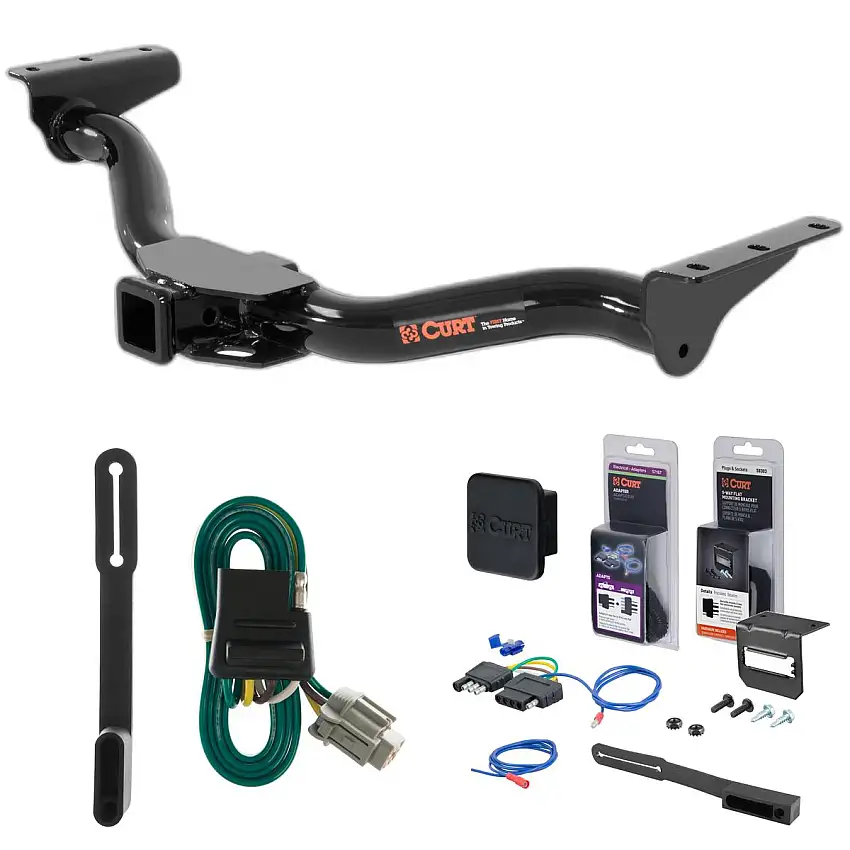 00 - 04 Nissan Xterra Curt 2" Class 3 Trailer Tow Hitch + 5-Flat Wiring Kit Tow Boat/Utility Trailer with Surge Brakes 13183