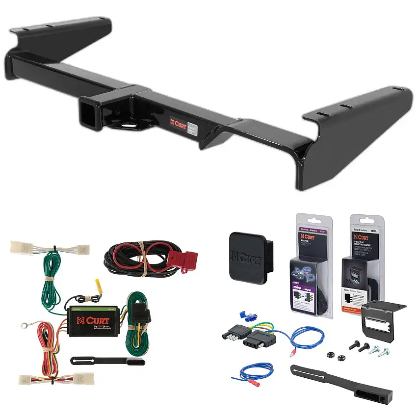 01 - 03 Toyota Highlander Curt 2" Class 3 Trailer Tow Hitch + 5-Flat Wiring Kit Tow Boat/Utility Trailer with Surge Brakes 13429-11