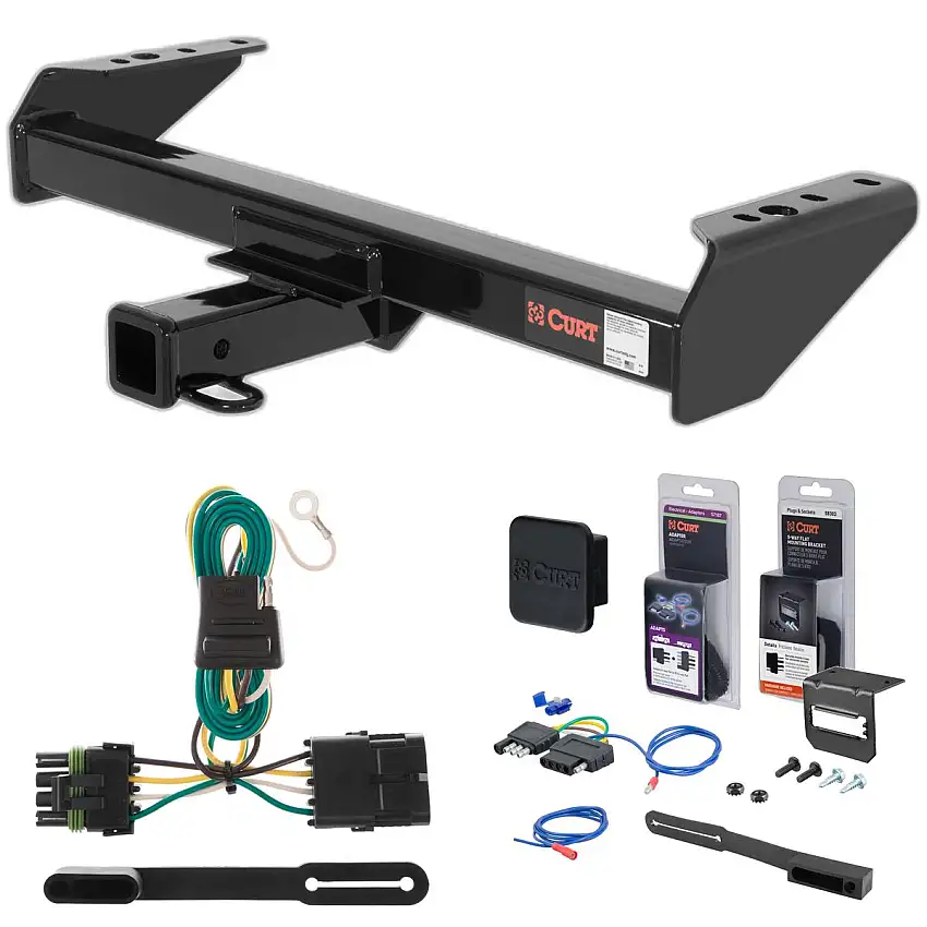88 - 00 Chevrolet C3500 Cab & chassis Curt 2" Class 4 Trailer Tow Hitch + 5-Flat Wiring Kit Tow Boat/Utility Trailer with Surge Brakes 14082