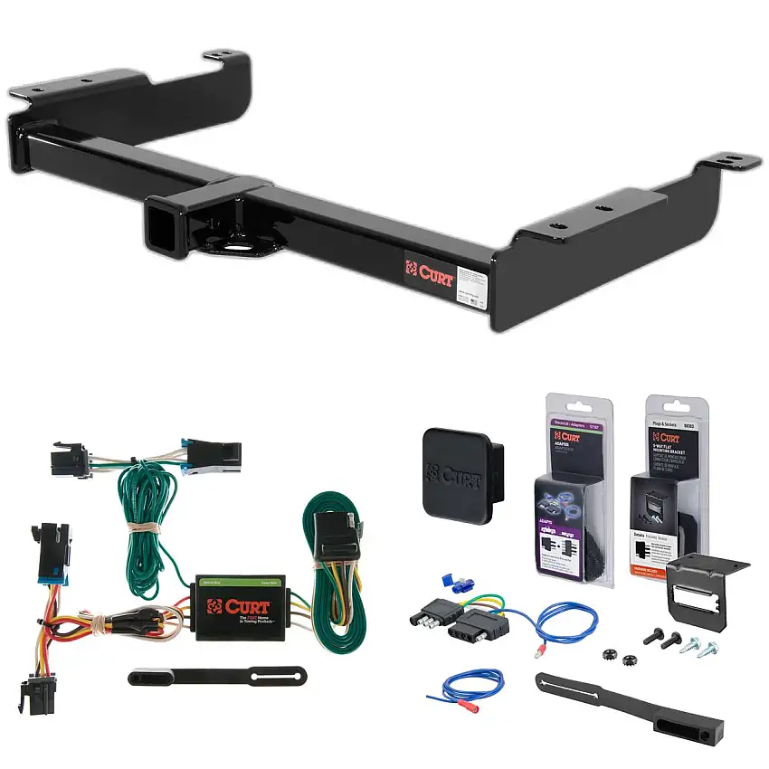 00 - 02 Chevrolet Express 2500 Curt 2" Class 4 Trailer Tow Hitch + 5-Flat Wiring Kit Tow Boat/Utility Trailer with Surge Brakes 14090