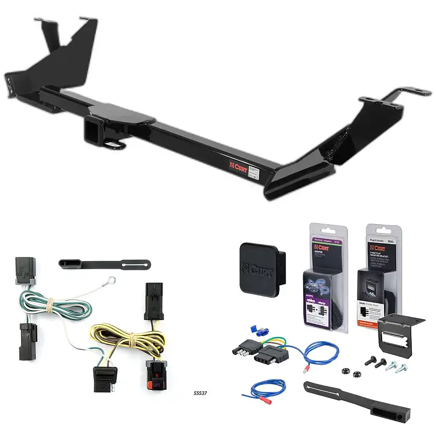 04 - 07 Chrysler Town & Country With Stow 'n Go Curt 2" Class 3 Trailer Tow Hitch + 5-Flat Wiring Kit Tow Boat/Utility Trailer with Surge Brakes 13389