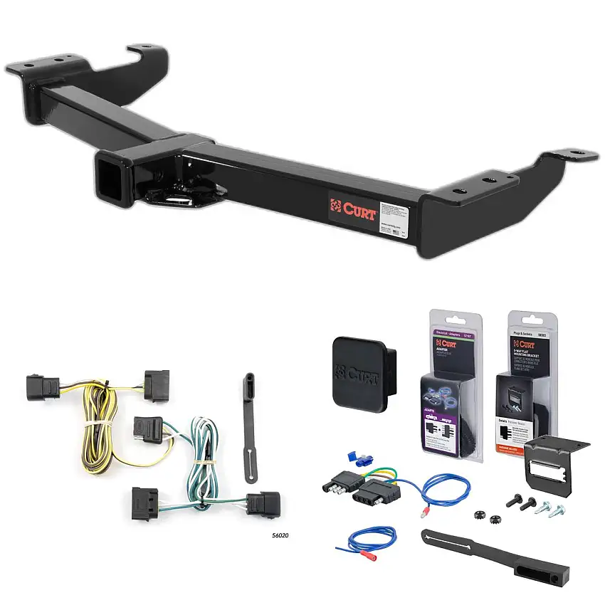 04 - 14 Ford E-350 Super Duty Curt 2" Class 4 Trailer Tow Hitch + 5-Flat Wiring Kit Tow Boat/Utility Trailer with Surge Brakes 14055