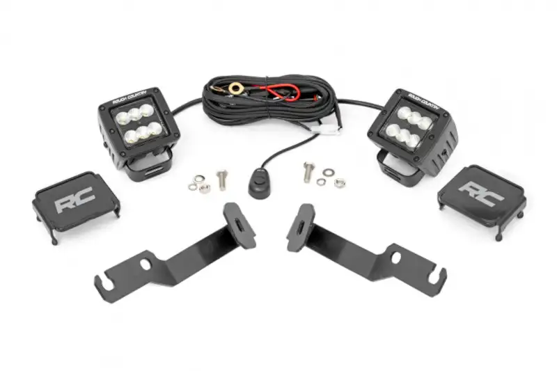 2005-2015 Toyota Tacoma Rough Country Low-Profile LED Ditch Light Kit with Flood Beam | Part# 71088