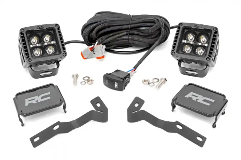 2005-2015 Toyota Tacoma Rough Country Low-Profile LED Ditch Light Kit with White DRL | Part# 71089