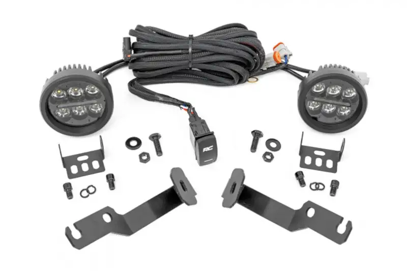2005-2015 Toyota Tacoma Rough Country Low-Profile LED Ditch Light Kit 3.5 inch Amber DRL | Part# 71092
