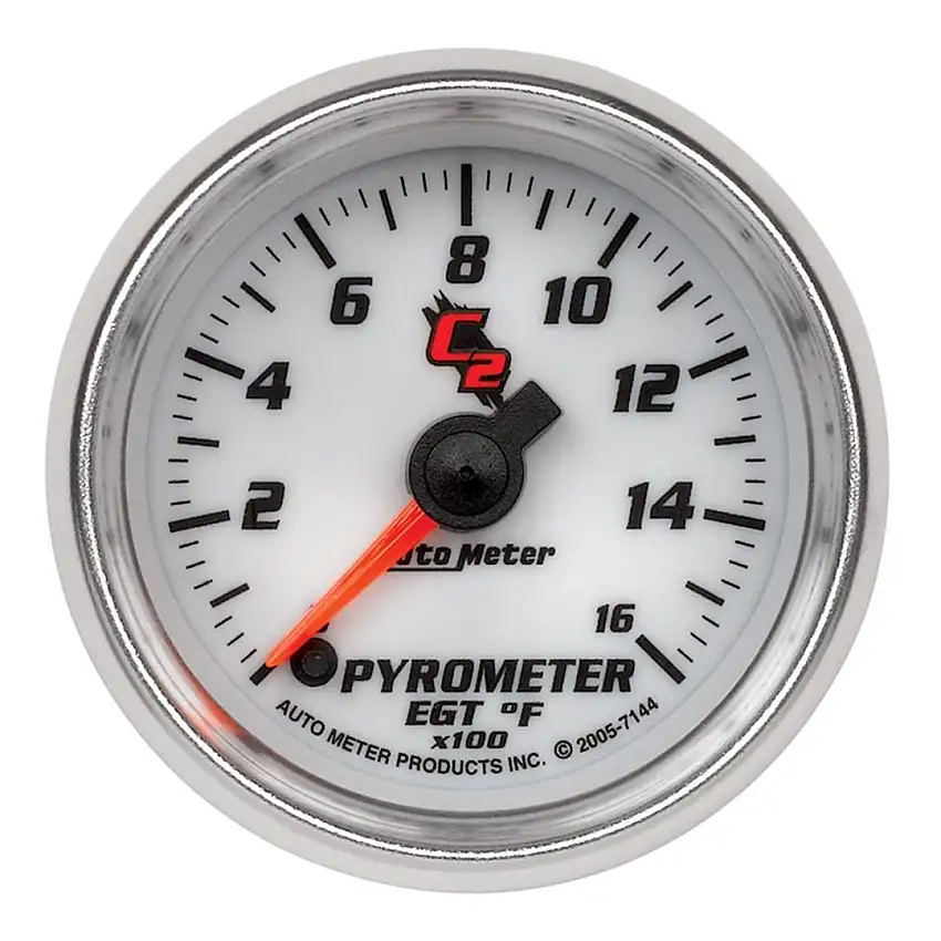 Auto Meter C2 Series 2 1/16" (52.4mm) 0-1600 deg. F Electric Pyrometer Gauge (EGT) 7144