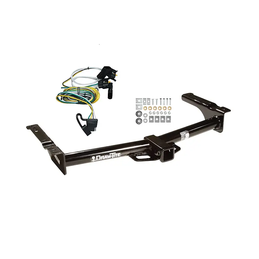 1995-2002 Ford E-150 Econoline Draw-tite Class 4 Trailer Hitch, 2 Inch Square Receiver Bundle w/ Plug-n-Play T-One Wiring Harness 75703