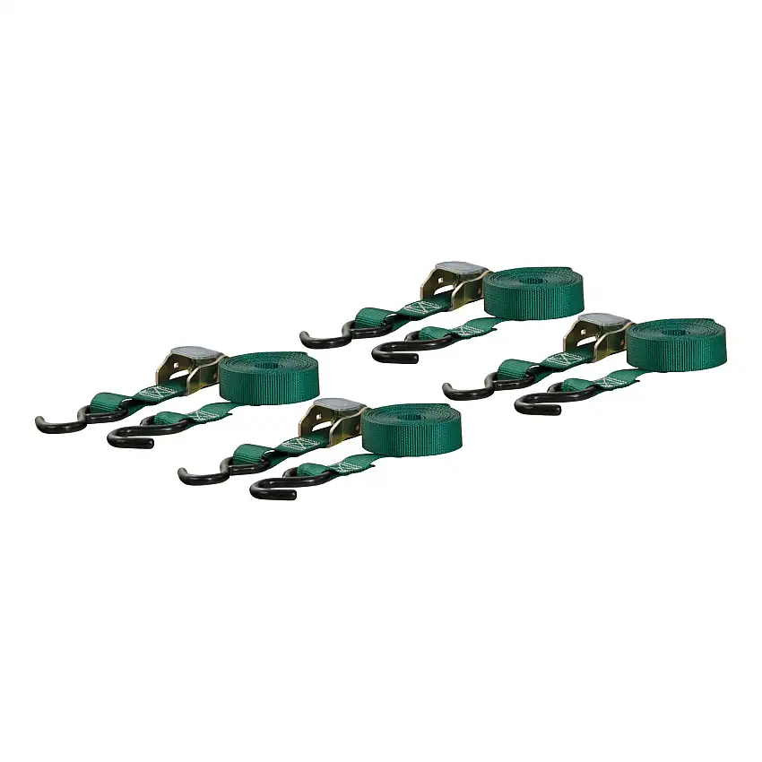 CURT 83016 16' Dark Green Cargo Straps with S-Hooks (300 lbs, 4-Pack)