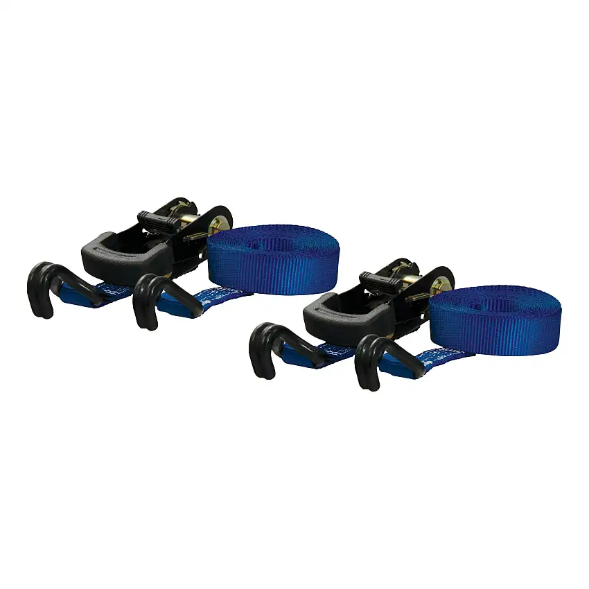 CURT 83020 16' Blue Cargo Straps with J-Hooks (733 lbs, 2-Pack)