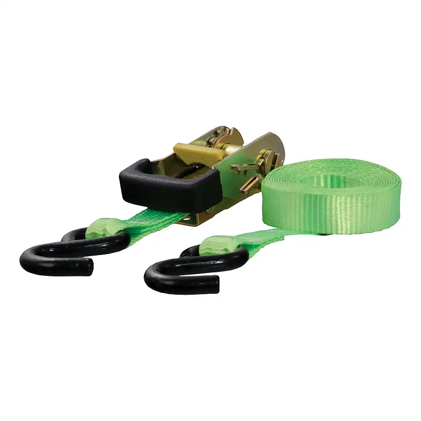 CURT 83027 16' Lime Green Cargo Strap with S-Hooks (1,100 lbs.)