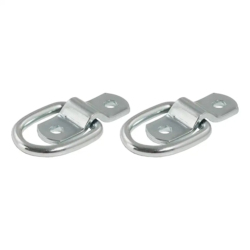 CURT 83731 1" x 1-1/4" Surface-Mounted Tie-Down D-Rings (1,200 lbs, Clear Zinc, 2-Pack)