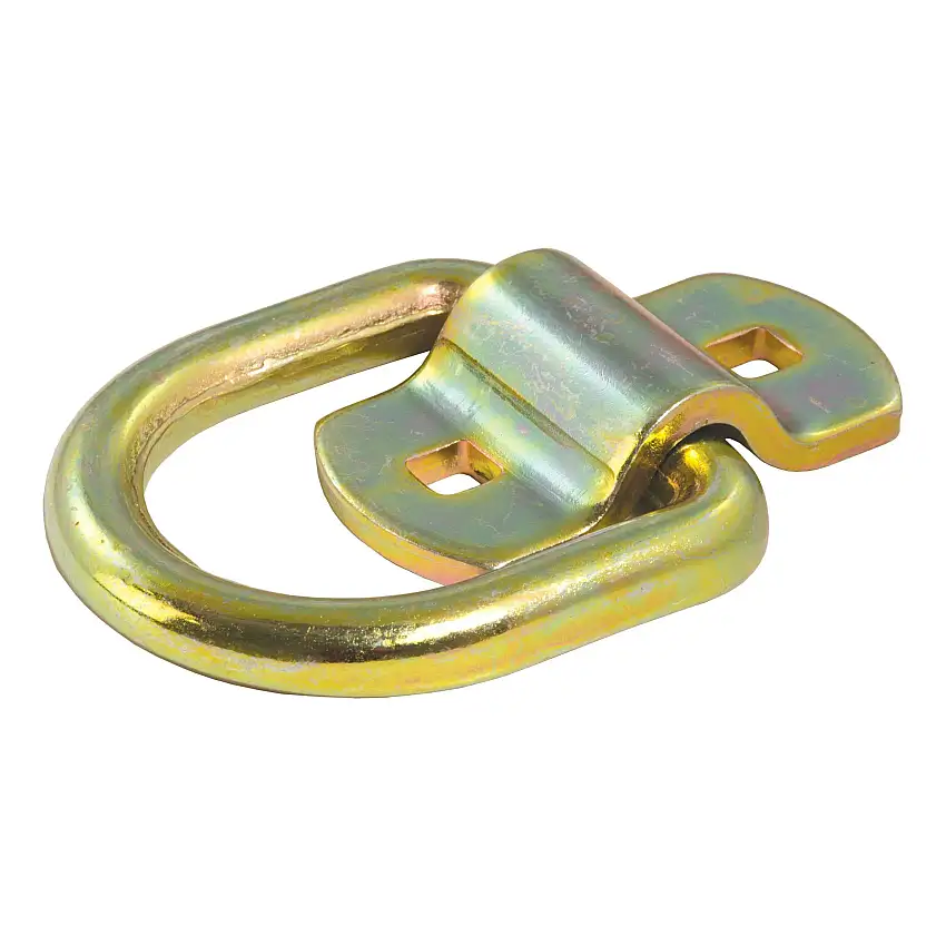 CURT 83740 3" x 3" Surface-Mounted Tie-Down D-Ring (3,600 lbs, Yellow Zinc)