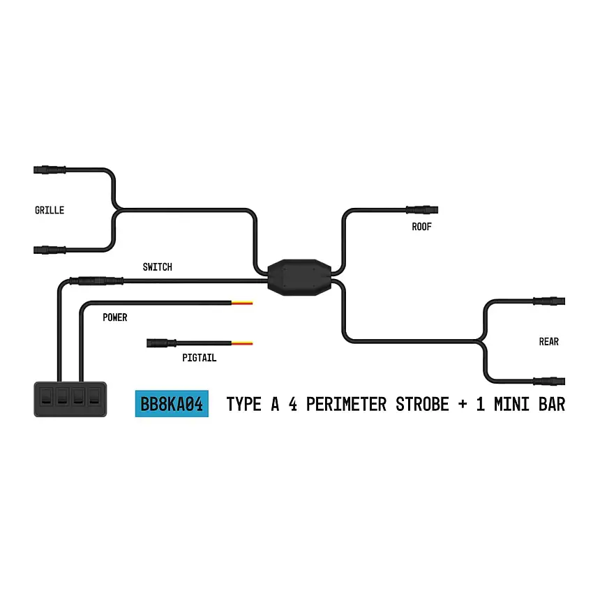 ARC Lighting BB8KA04 StrobeLink™ Harness Type A, 4 Lights + Mini Bar (1EA)