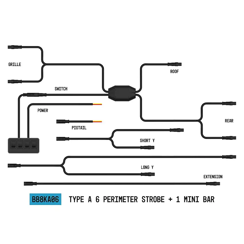 ARC Lighting BB8KA06 StrobeLink™ Harness Type A, 6 Lights + Mini Bar (1EA)