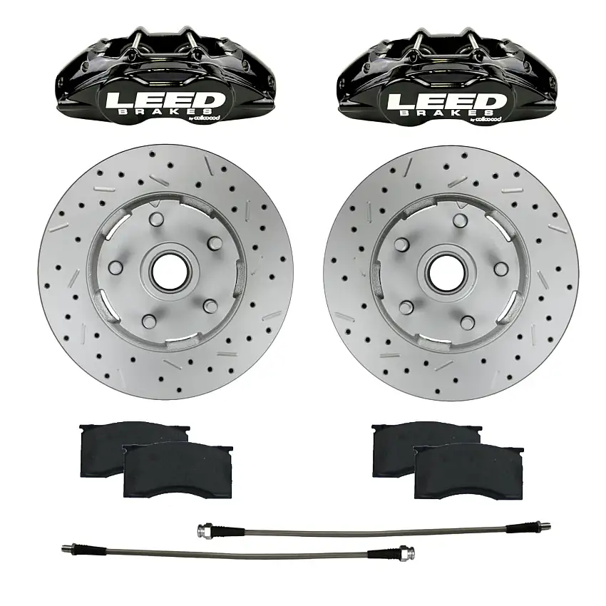LEED Brakes BCC0005RKX Front Kit with Drilled Rotors and Black Powder Coated Calipers