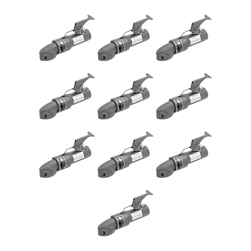 BULLDOG (10-Pack) Collar-Lok Straight Coupler, 2 Inch Diameter, High Profile Latch, 5,000 lbs. Capacity, 1-3/4 Inch I.D. Round Channel, Gray