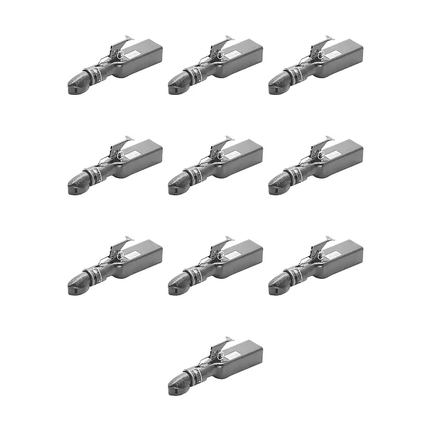 BULLDOG (10-Pack) Collar-Lok Straight Coupler, 2 Inch Diameter, High Profile Latch, 7,000 lbs. Capacity, 3 Inch Channel Width, Gray
