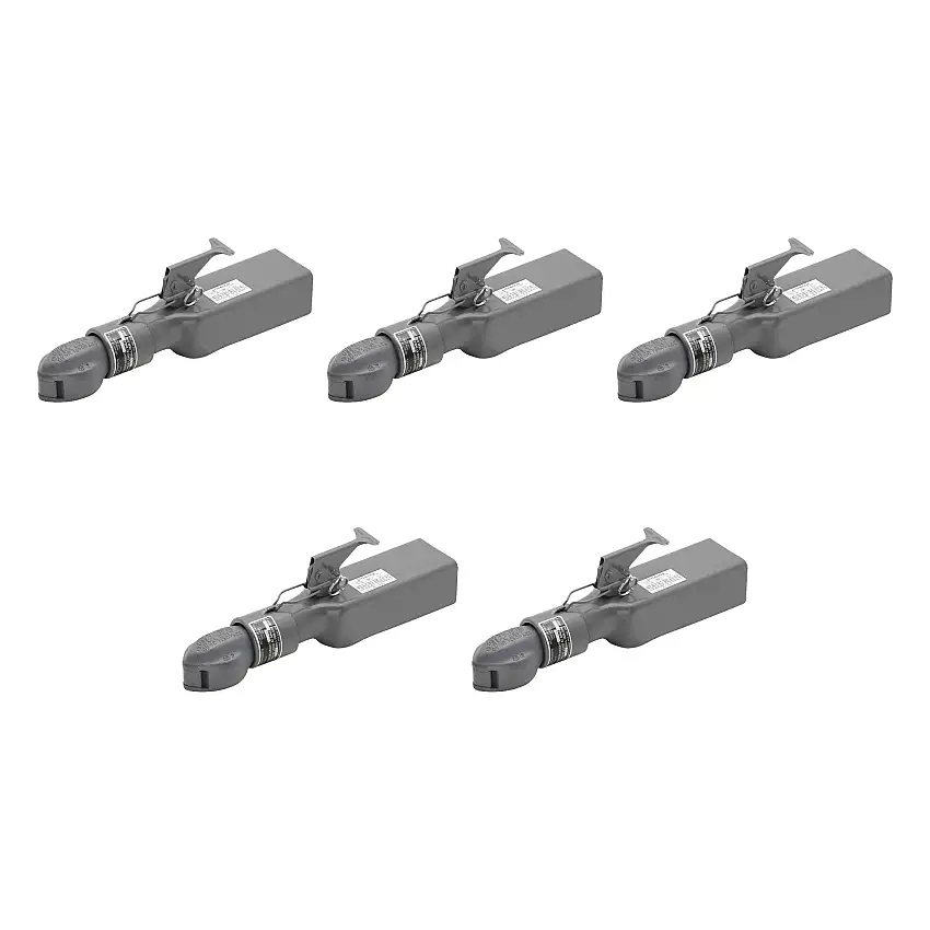 BULLDOG (5-Pack) Collar-Lok Straight Coupler, 2-5/16 Inch Diameter, High Profile Latch, 12,500 lbs. Capacity, 3 Inch Channel Width, Gray