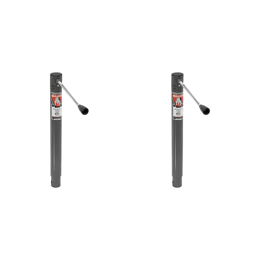 BULLDOG (2-Pack) Round Trailer Jack, No Mount, 2,000 lbs. Lift Capacity, Sidewind, Weld-On, Ext. 38.6 Inch, 15 Inch Travel